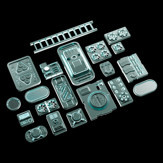 🟢 20x Sci-Fi Greebles, Greeblies for Action Figure Dioramas and Displays #6