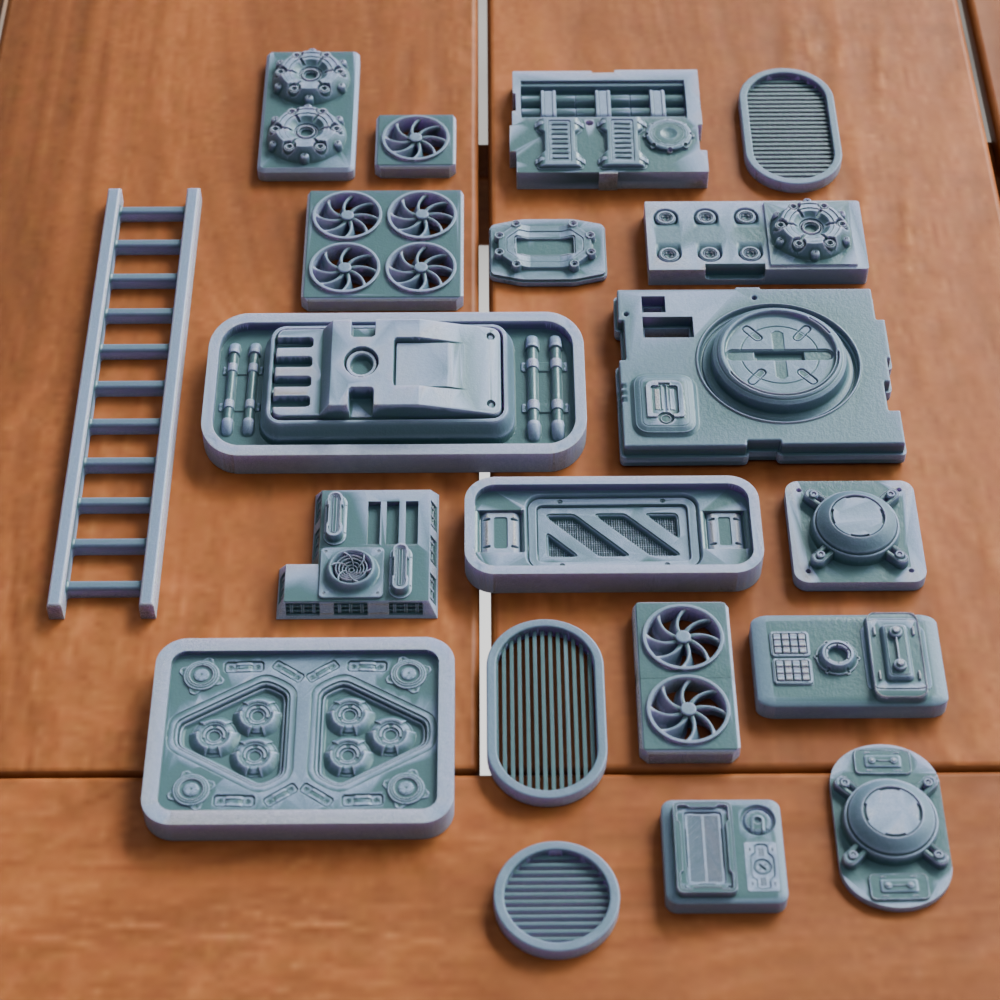 🟢 20x Sci-Fi Greebles, Greeblies for Action Figure Dioramas and Displays #6