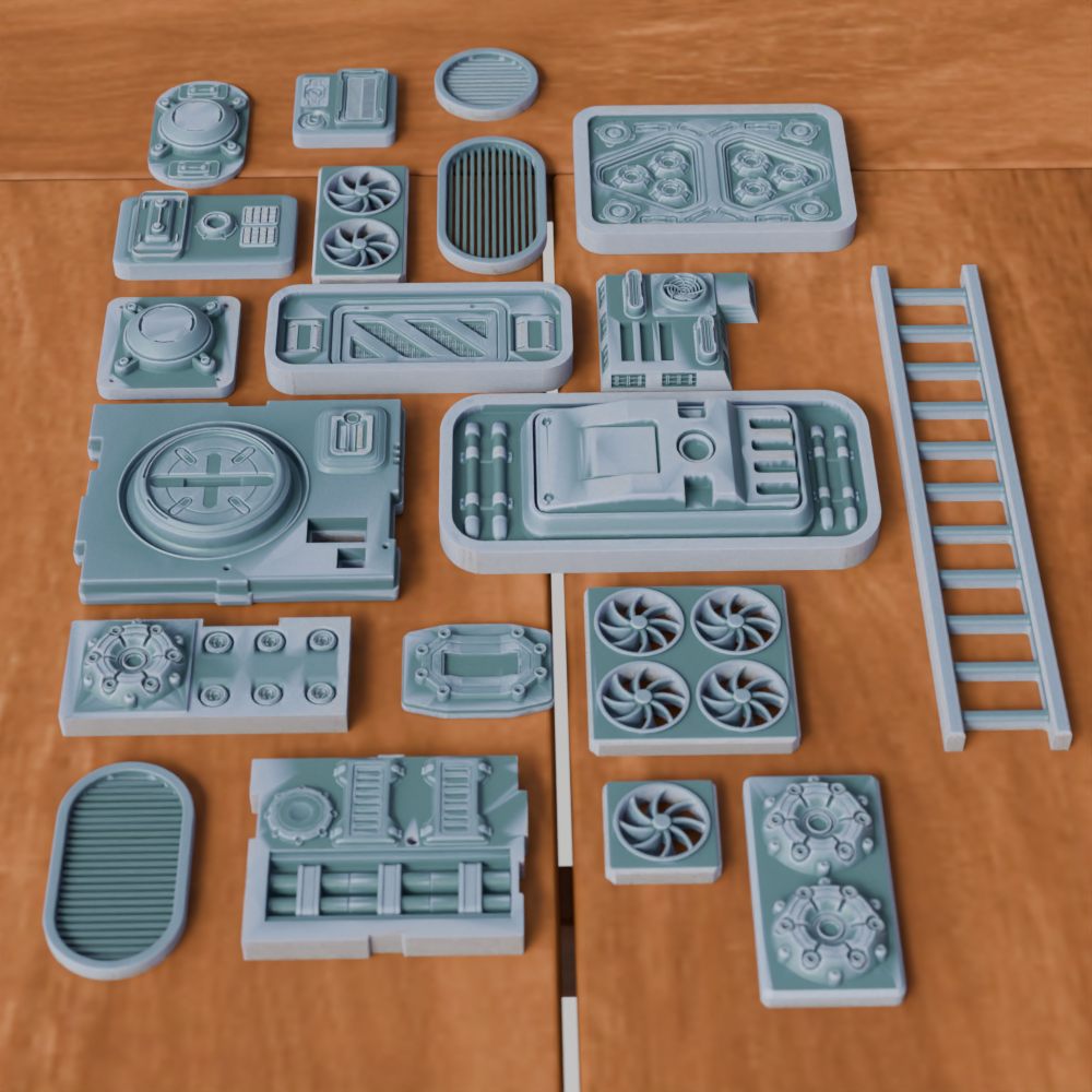 🟢 20x Sci-Fi Greebles, Greeblies for Action Figure Dioramas and Displays #6