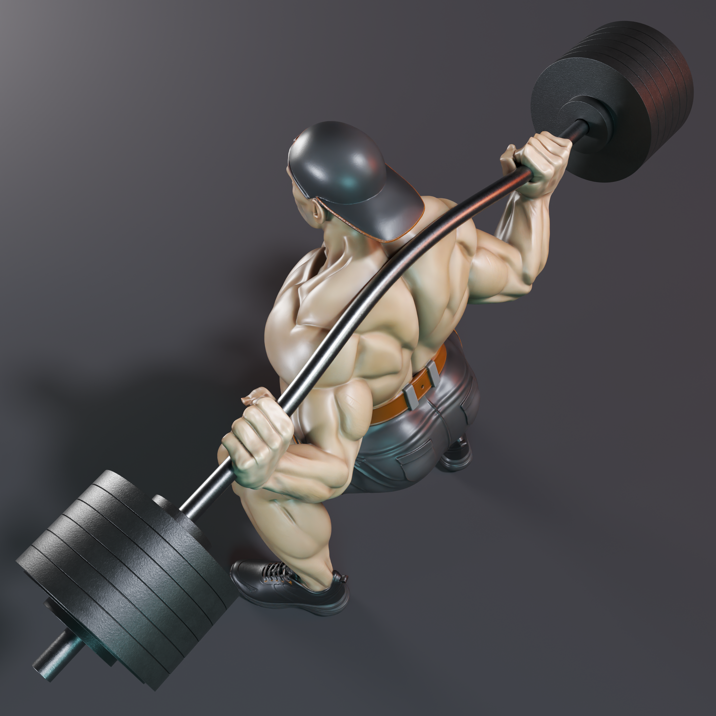 🟢 Ultra Muscular Bodybuilder Squat Pose Powerlifter Fitness Statue STL