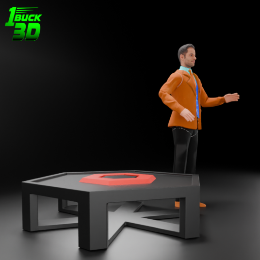 🟢 Futuristic Low Poly Table and Chairs Set for 3.75" (1:18) Figure Dioramas