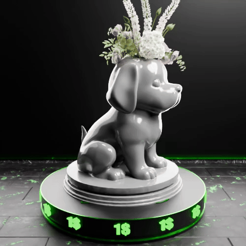 🟢 Puppy Dog Cub Hound Vase