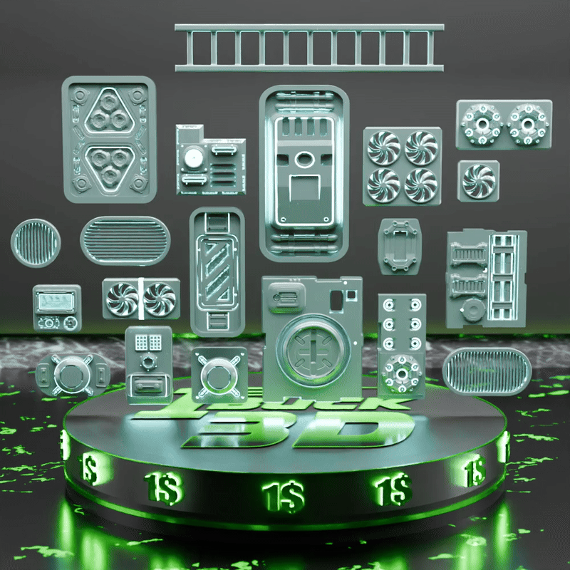 🟢 20x Sci-Fi Greebles, Greeblies for Action Figure Dioramas and Displays #6