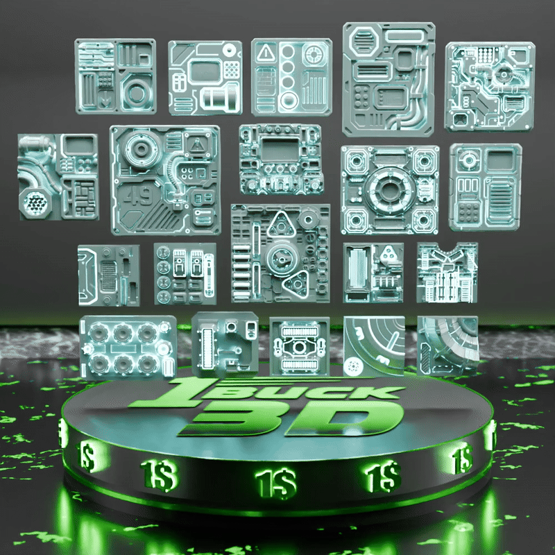 🟢 20x Sci-Fi Greebles, Greeblies for Action Figure Dioramas and Displays #5