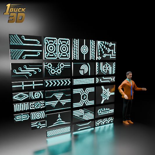 🟠 28x Sci Fi Wall Floor Panels Greebles Pack Set for Dioramas