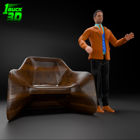 🟢 Modern Low Poly Wooden Hemp Chair for 3.75" (1:18) Figure Dioramas