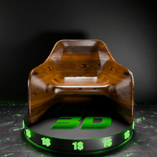 🟢 Modern Low Poly Wooden Hemp Chair for 3.75" (1:18) Figure Dioramas