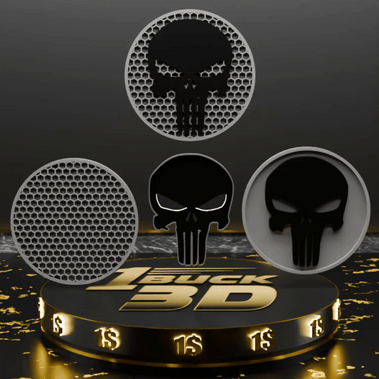 🟠 The Punisher Logo and Honeycomb Table Coaster