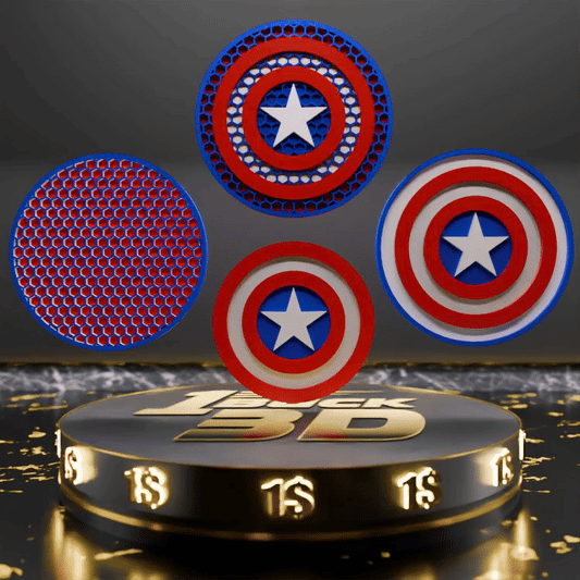 🟠 Captain America Logo and Honeycomb Table Coaster