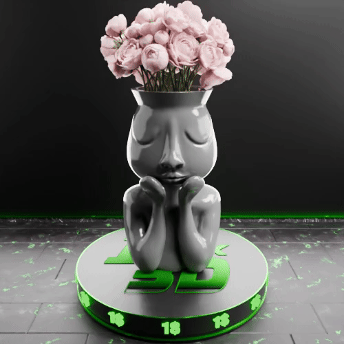 🟢 Modern Closed Eye Thinking Head Face Vase Statue Planter