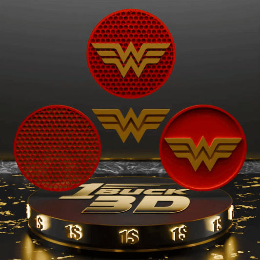 🟠 Wonder Woman Logo and Honeycomb Table Coaster