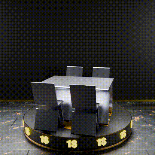 🟠 Modern Simple Minimalist Table and Chairs Set for 3.75" (1:18) Figure Dioramas