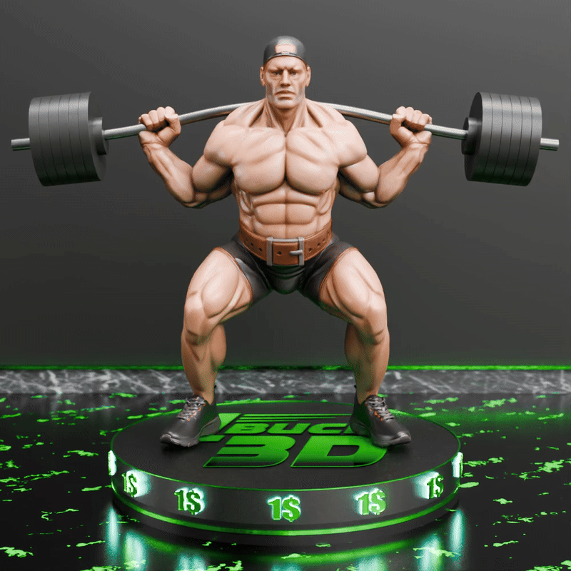 🟢 Ultra Muscular Bodybuilder Squat Pose Powerlifter Fitness Statue STL