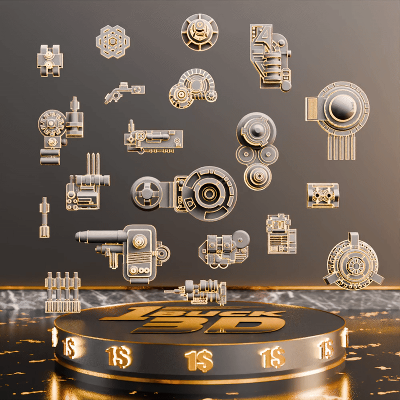 🟠 20x Sci-Fi Greebles, Greeblies for Action Figure Dioramas and Displays #8