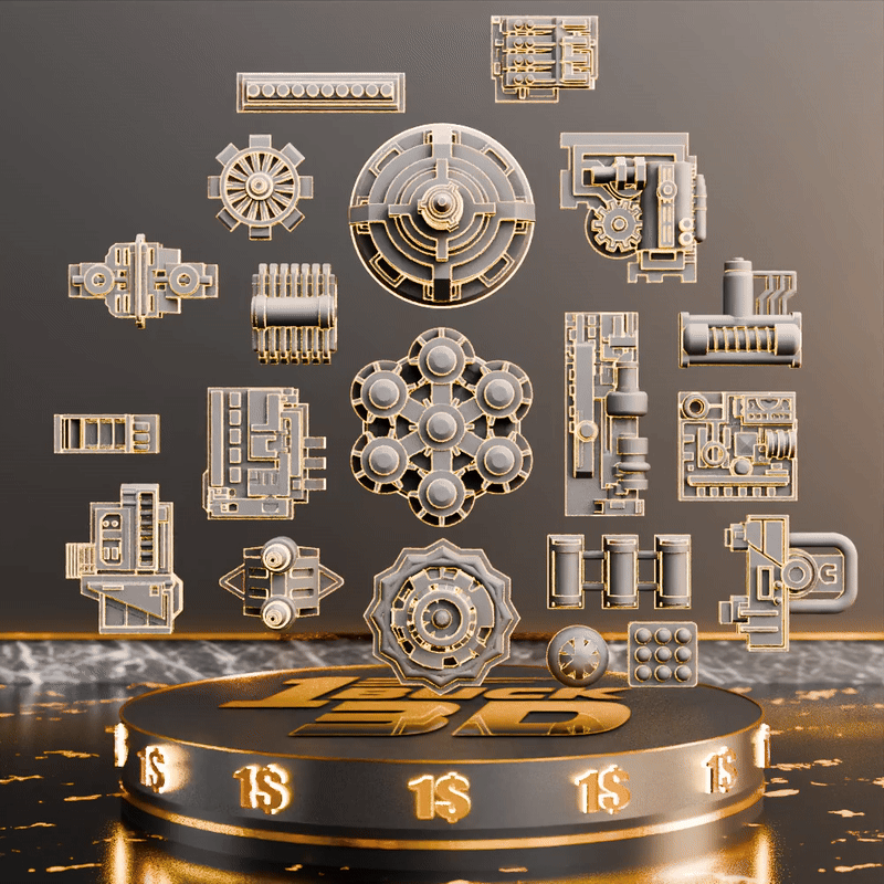 🟠 20x Sci-Fi Greebles, Greeblies for Action Figure Dioramas and Displays #9