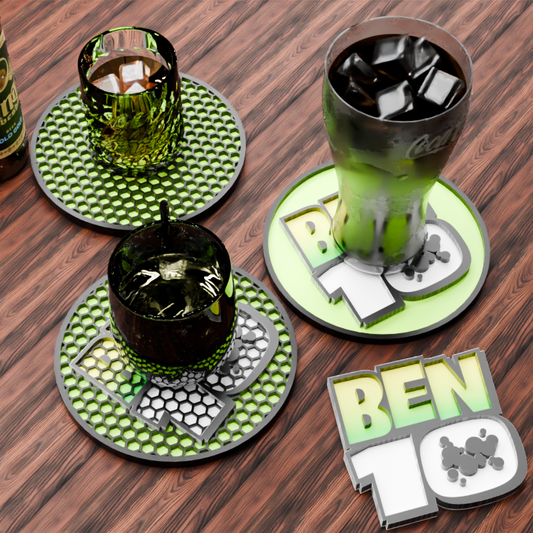 🟠 Ben 10 Logo and Honeycomb Table Coaster