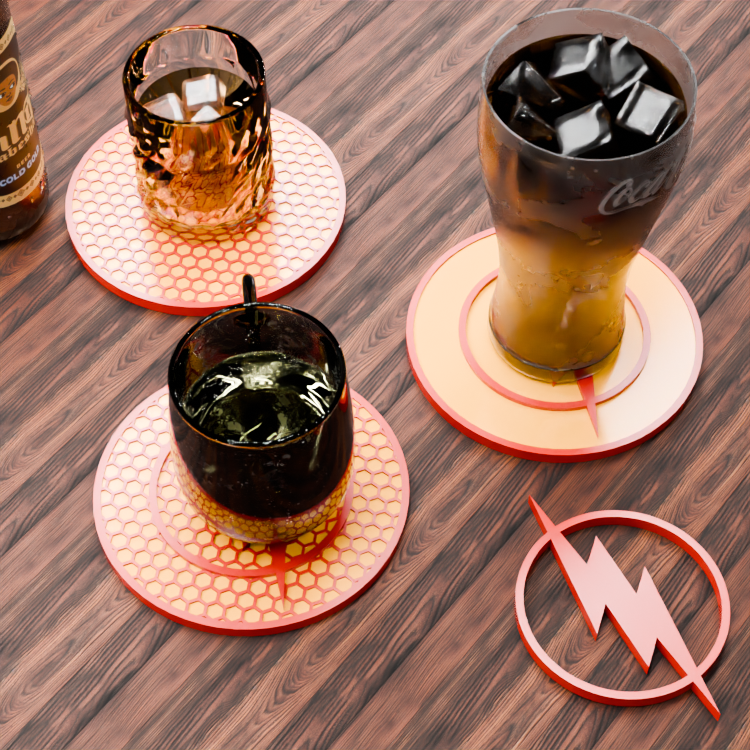🟠 Flash Logo and Honeycomb Table Coaster