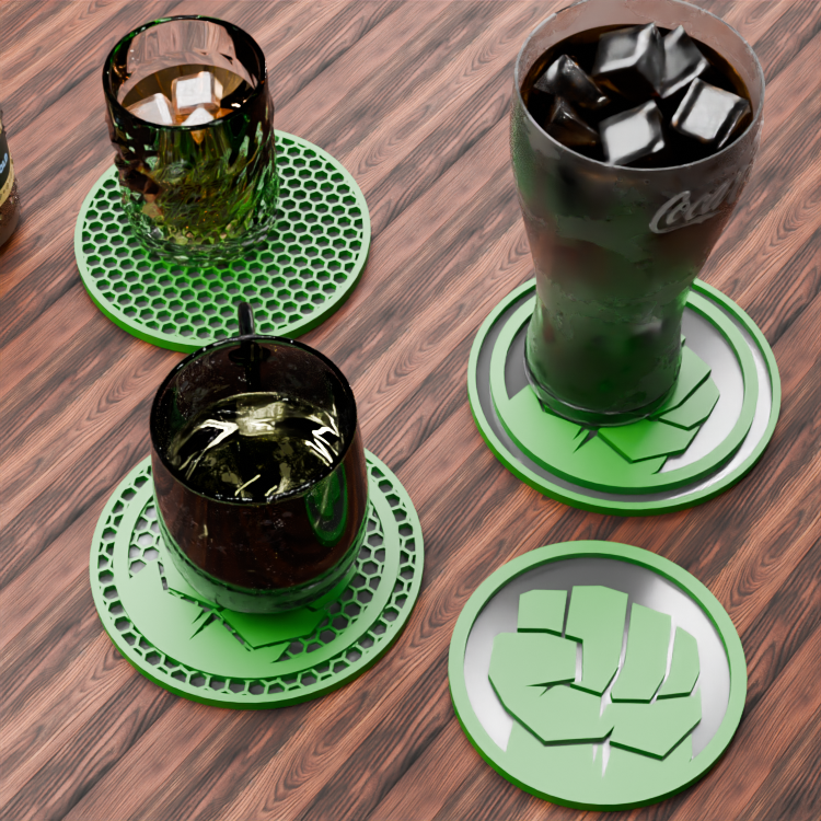 🟠 Hulk Logo and Honeycomb Table Coaster