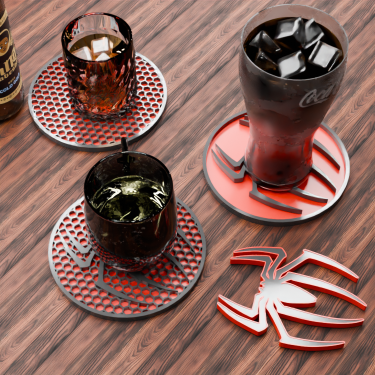 🟠 Spiderman Logo and Honeycomb Table Coaster