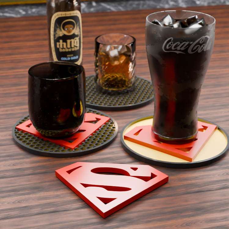 🟠 Superman Logo and Honeycomb Table Coaster