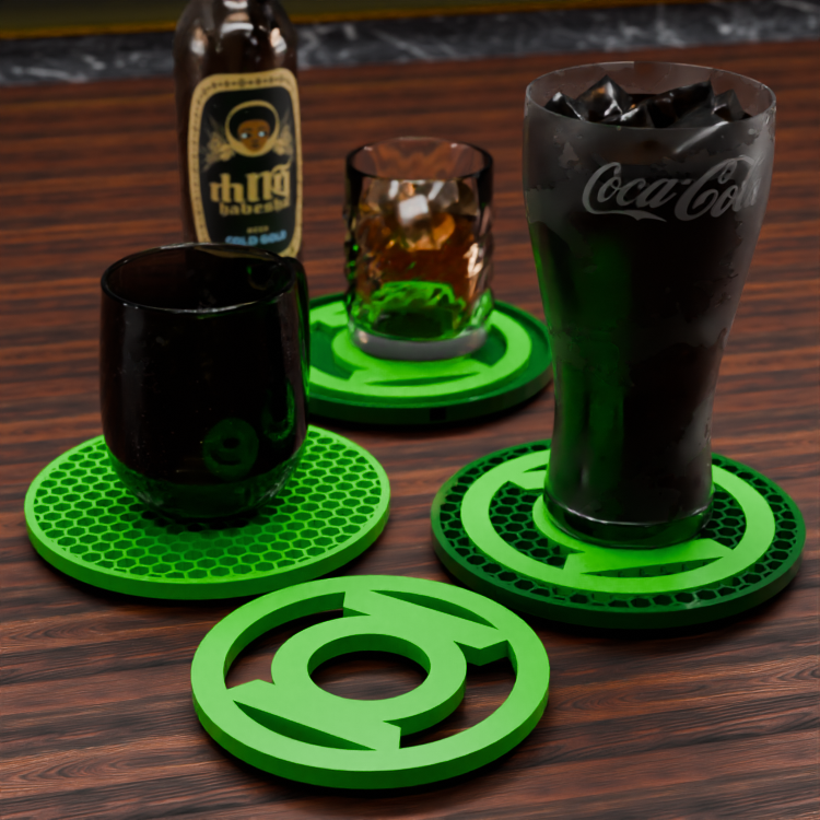 🟠 Green Lantern Corps Logo and Honeycomb Table Coaster