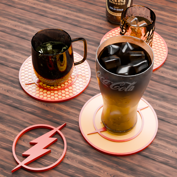 🟠 Flash Logo and Honeycomb Table Coaster