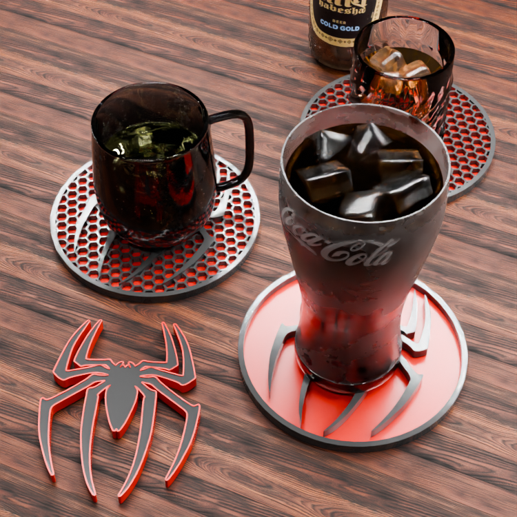 🟠 Spiderman Logo and Honeycomb Table Coaster