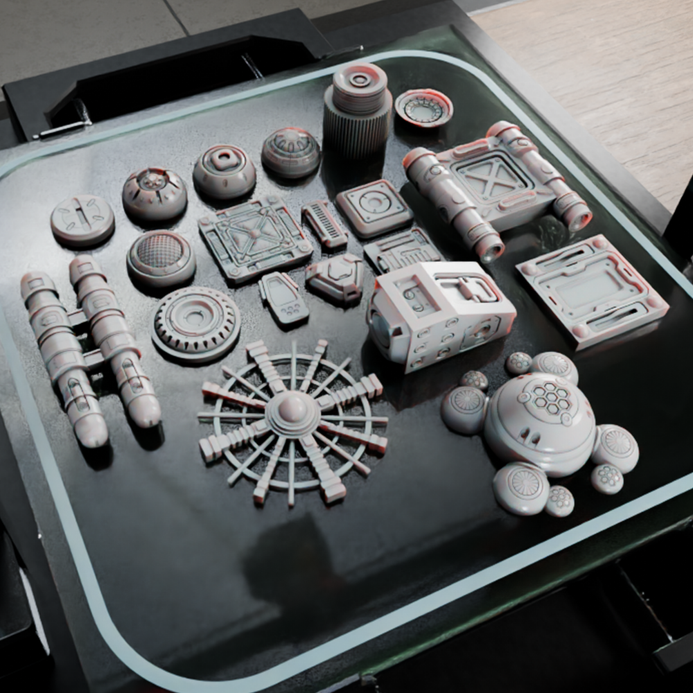 🟢 20x Sci-Fi Greebles, Greeblies for Action Figure Dioramas and Displays #1