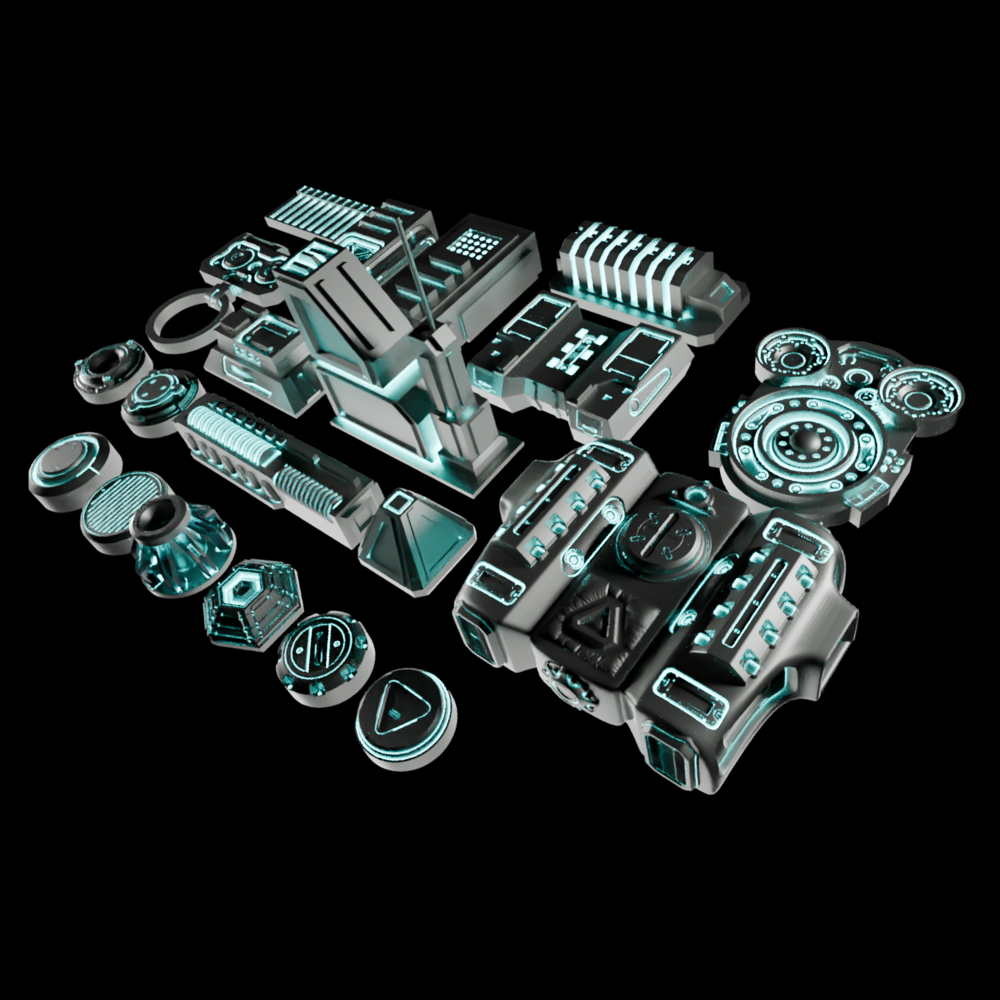 🟢 20x Sci-Fi Greebles, Greeblies for Action Figure Dioramas and Displays #2
