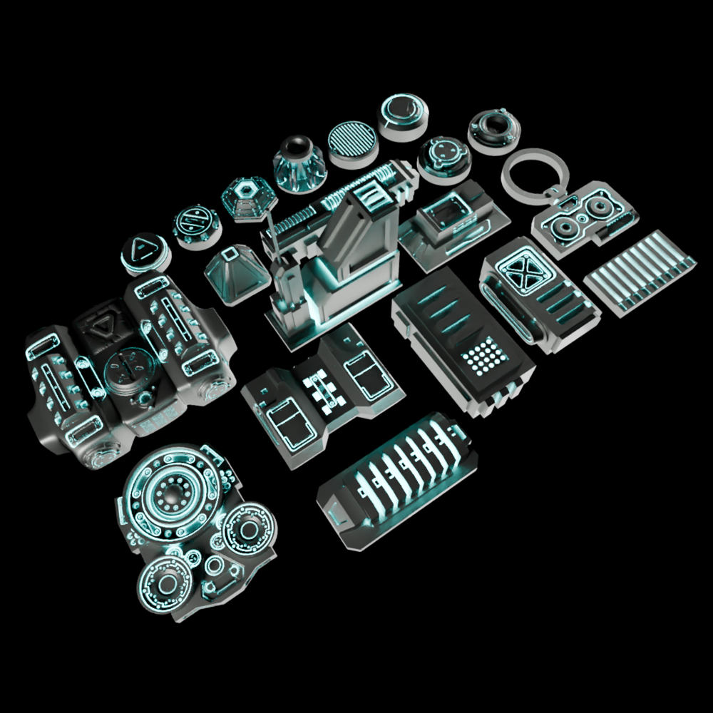 🟢 20x Sci-Fi Greebles, Greeblies for Action Figure Dioramas and Displays #2