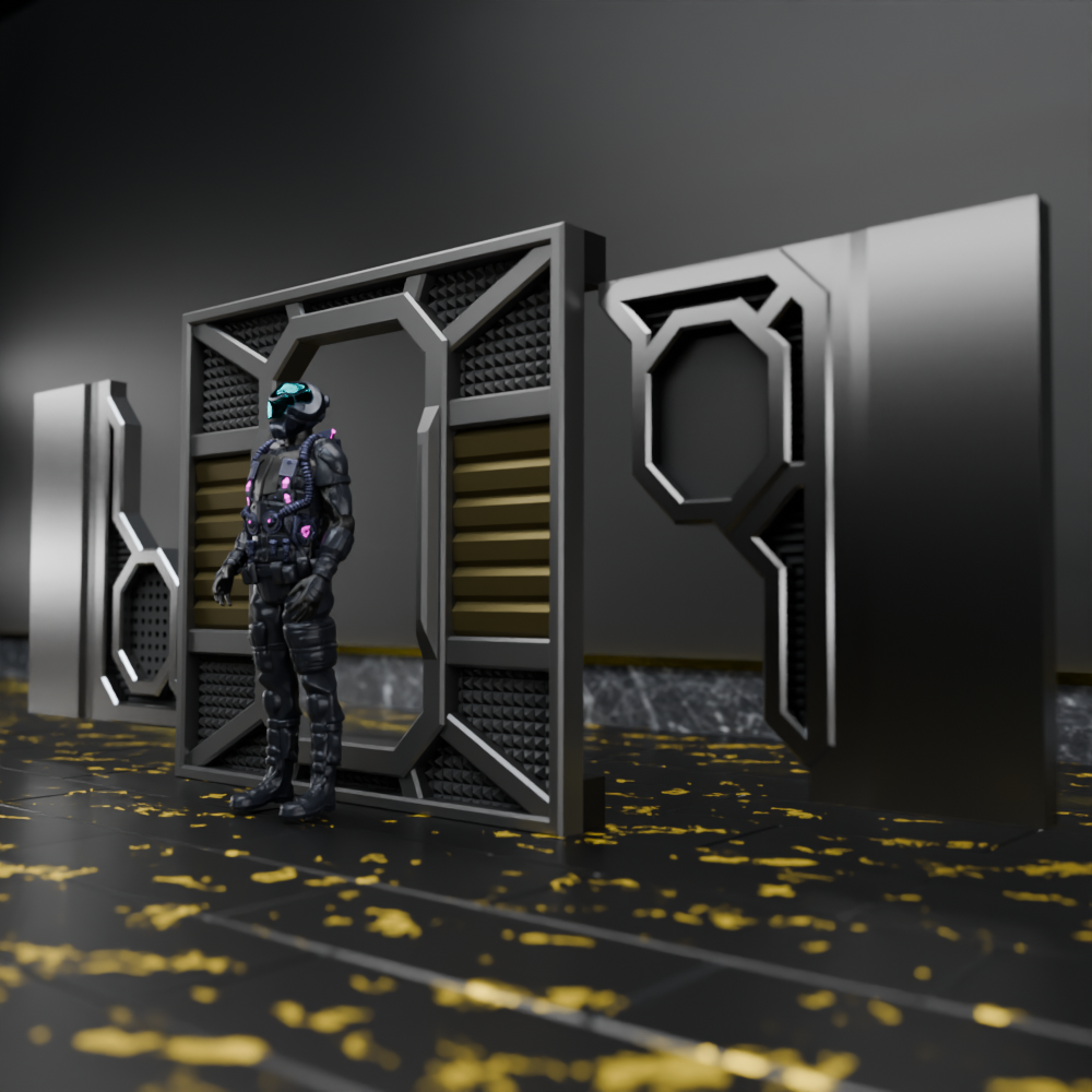 🟠 Sci-Fi Openable Sliding Door for 3.75" (1:18) Figure Dioramas