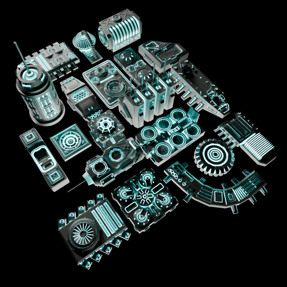 🟢 20x Sci-Fi Greebles, Greeblies for Action Figure Dioramas and Displays #3