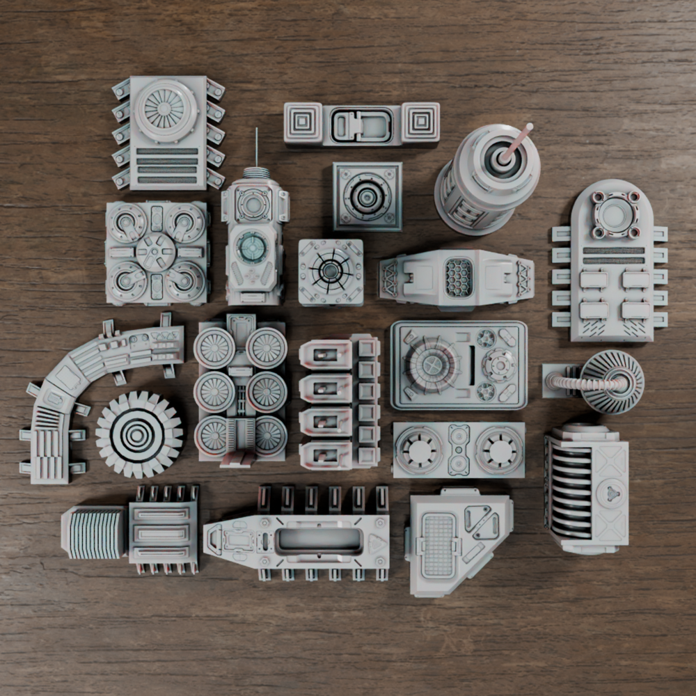 🟢 20x Sci-Fi Greebles, Greeblies for Action Figure Dioramas and Displays #3