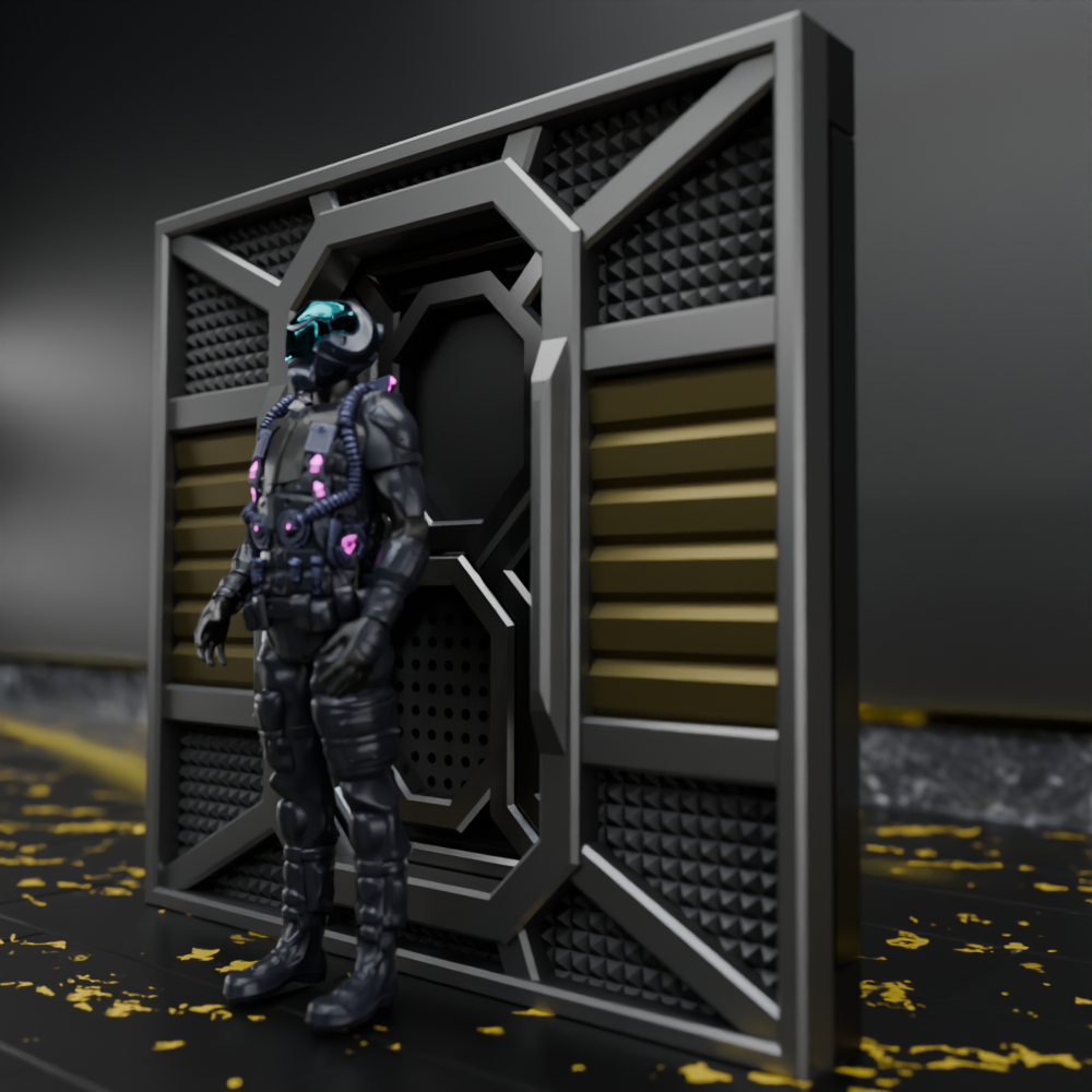 🟠 Sci-Fi Openable Sliding Door for 3.75" (1:18) Figure Dioramas