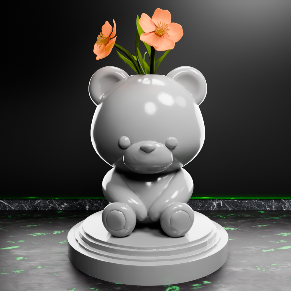 🟢 Cute Sitting Teddy Bear Vase