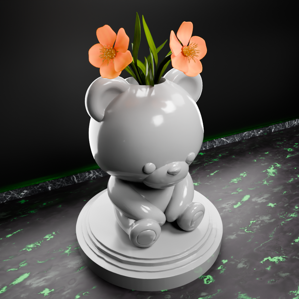 🟢 Cute Sitting Teddy Bear Vase