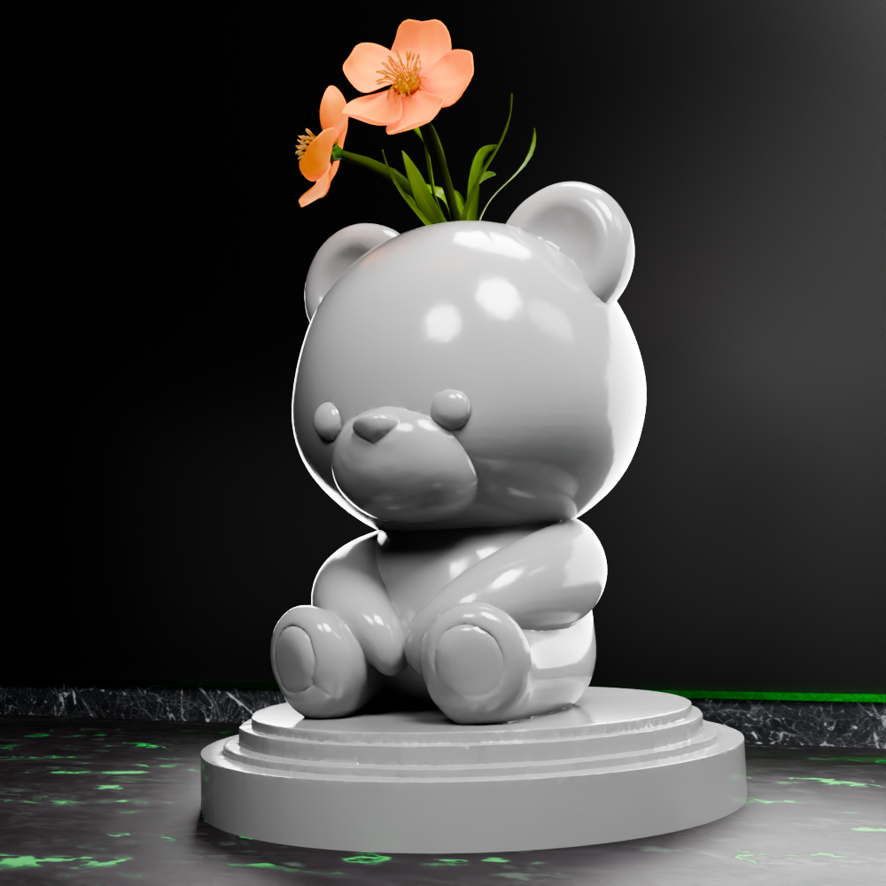 🟢 Cute Sitting Teddy Bear Vase