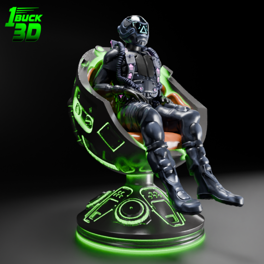 🟢 Sci-Fi Futuristic Chair #4 for 3.75" (1:18) Figure Dioramas