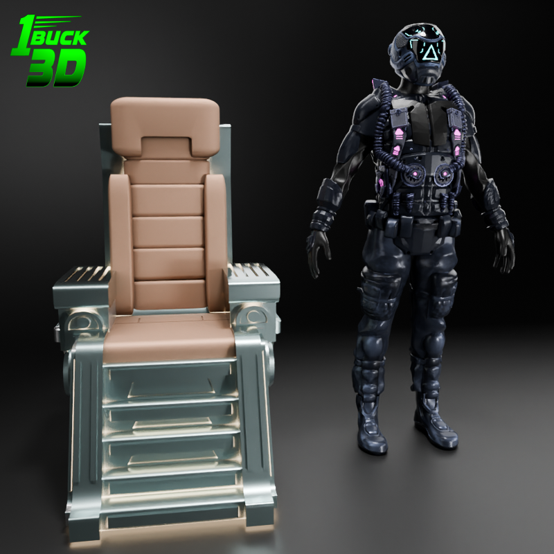 🟢 Sci-Fi Futuristic Chair #1 for 3.75" (1:18) Figure Dioramas