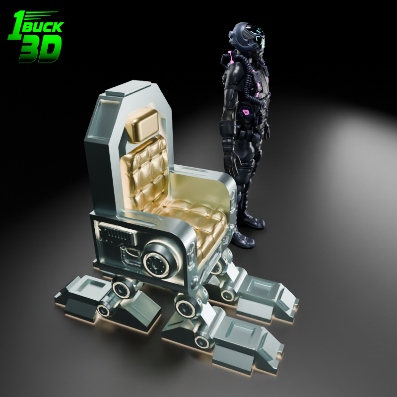 🟢 Sci-Fi Futuristic Chair #3 for 3.75" (1:18) Figure Dioramas