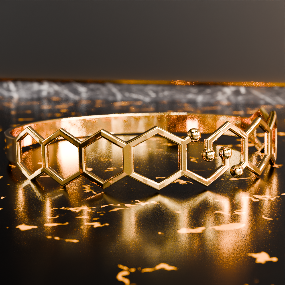 🟠 Honeycomb Hexagon Ring Bangal