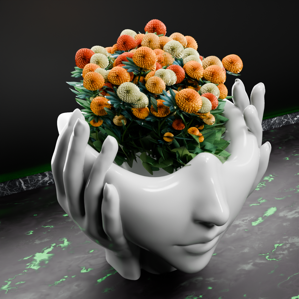 🟢 Elegant Female Cute Lady Girl Head Vase with Hands #1