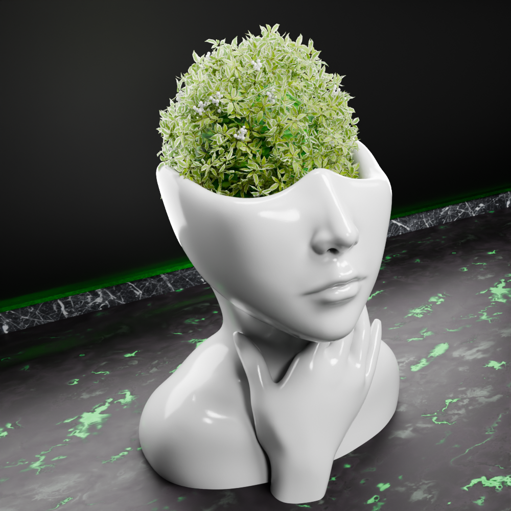 🟢 Elegant Female Cute Lady Girl Head Vase with One Hand