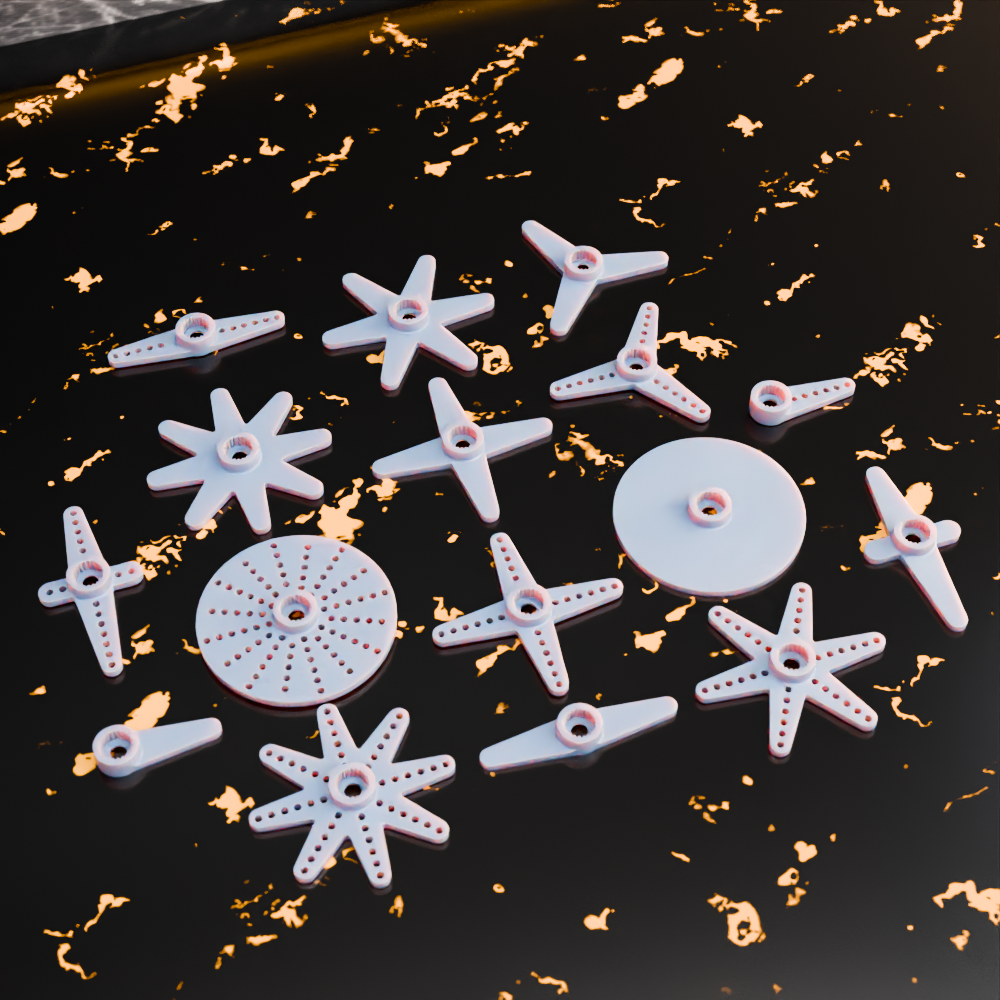 🟠 SG90, MG90, MG90S, FS90R, SH0257MG+ Micro Servo Horns with 21 Output Spline (Shaft) Teeth