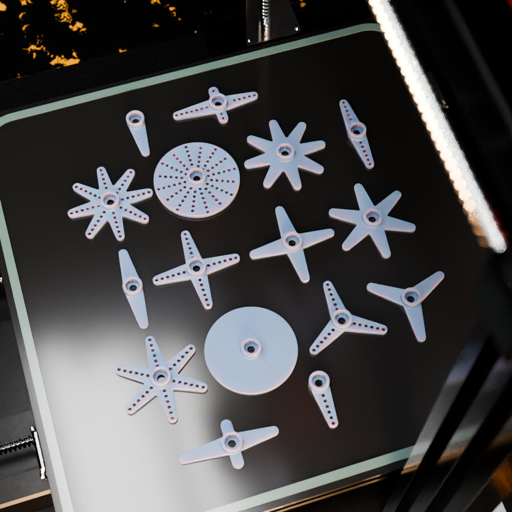 🟠 SG90, MG90, MG90S, FS90R, SH0257MG+ Micro Servo Horns with 21 Output Spline (Shaft) Teeth