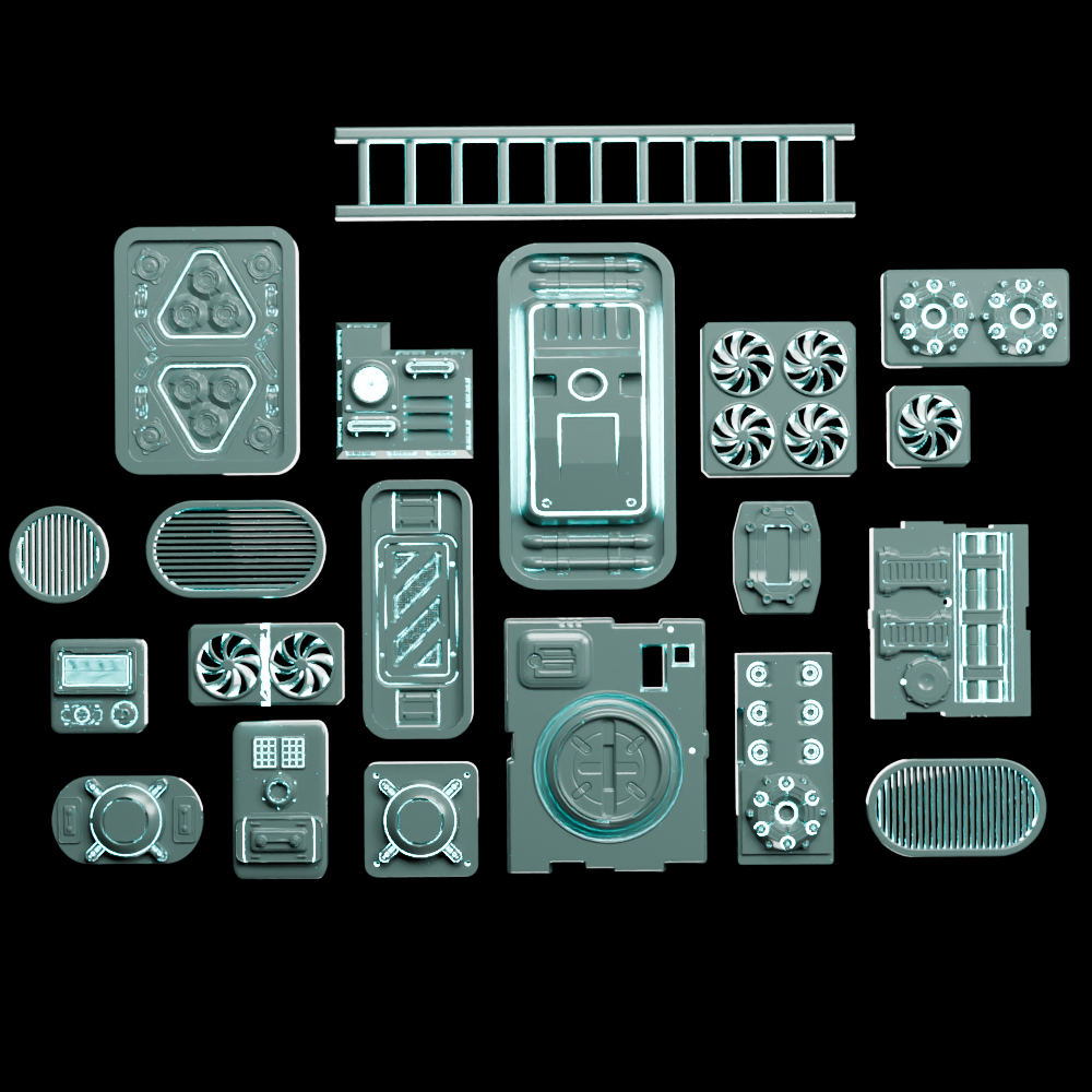 🟢 20x Sci-Fi Greebles, Greeblies for Action Figure Dioramas and Displays #6