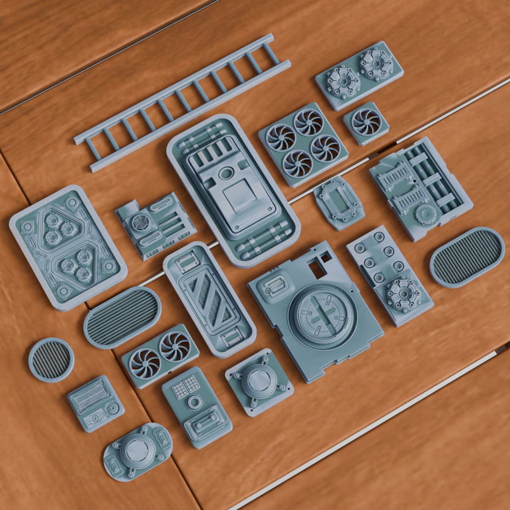 🟢 20x Sci-Fi Greebles, Greeblies for Action Figure Dioramas and Displays #6