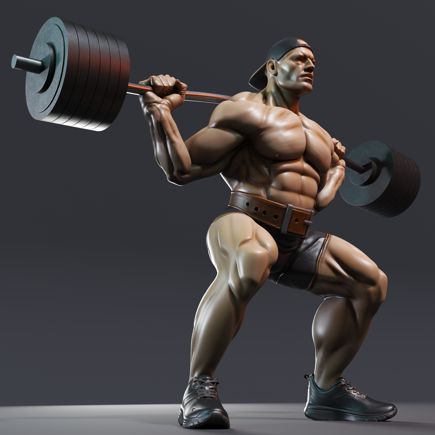 🟢 Ultra Muscular Bodybuilder Squat Pose Powerlifter Fitness Statue STL