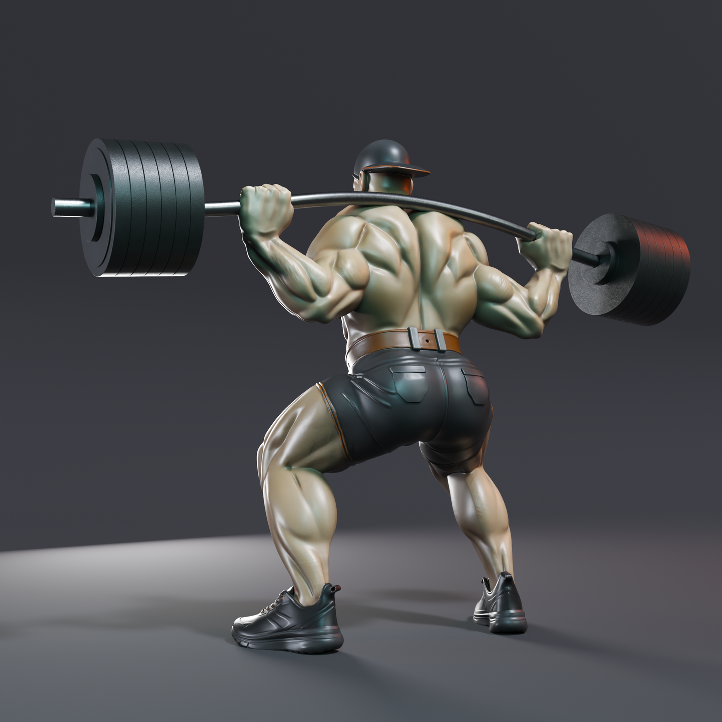 🟢 Ultra Muscular Bodybuilder Squat Pose Powerlifter Fitness Statue STL