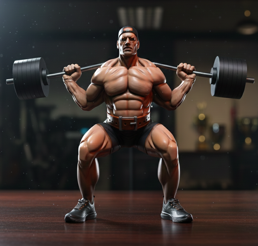 🟢 Ultra Muscular Bodybuilder Squat Pose Powerlifter Fitness Statue STL